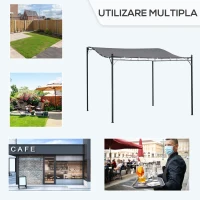 Outsunny Pavilion Cort Foisor 3x3m pentru Gradina sau Terasa cu perdea Gri(m-4)