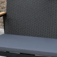 Outsunny Conjunto de Móveis de Vime e 4 Peças com Almofadas Acolchoadas 2 Poltronas 1 Sofá Duplo e Mesa de Centro Preto(m-11)