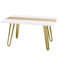 HOMCOM Tavolo da Cucina e Soggiorno per 6 Persone Max con Gambe a Forcina, in MDF e Acciaio, 140x89x75.5 cm(m-1)