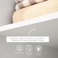 HOMCOME Armadio Guardaroba con Ruote in Legno, bianco, 80x40x128cm(m-5)