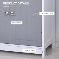kleankin 75x60cm Freestanding Bathroom Storage Cabinet Unit w/ 2 Drawers Cupboard Adjustable Shelf Metal Handles Traditional Style Grey White(m-6)