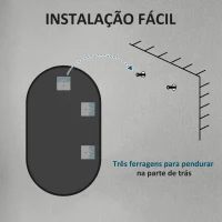HOMCOM Espelho Casa de Banho Ovalado 40x70 cm Espelho Decorativo de Parede com Estrutura de Alumínio para Sala Corredor Preto(m-7)