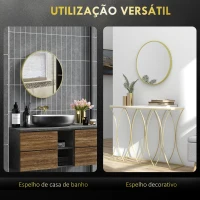 HOMCOM Espelho Casa de Banho Redondo Ø70 cm Espelho de Parede com Estrutura de Alumínio e Gancho para Sala Entrada Corredor Dourado(m-4)