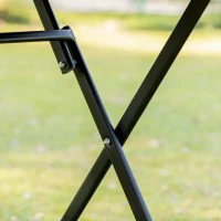 Outsunny Sitzgruppe für 2 Personen klappbar Balkonset 1 Tisch+2 Stühle Gartenmöbel Set Metall Mesh Schwarz+Grau(m-7)