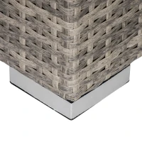 Outsunny Square PE Wicker Rattan Table, with Glass Top - Light Grey(m-9)