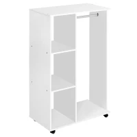 HOMCOME Armadio Guardaroba con Ruote in Legno, bianco, 80x40x128cm(m-1)