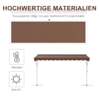 Outsunny Verstelbare vrijstaande zonnescherm, handmatig bedienbaar, metalen frame, weerbestendig, 4x3m, Crème(m-4)
