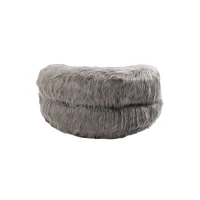 Poltrona Sacco Fluffy Confortevole con Pouf, Sedia Moderna in Pelliccia Sintetica per Soggiorno, Camera da Letto e Studio, Grigio(m-8)
