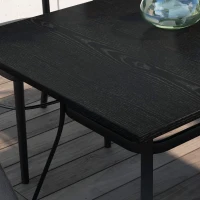 Outsunny Table de jardin table de terrasse rectangulaire pour 6 personnes avec pieds en acier pour jardin, pelouse, balcon, noir(m-9)