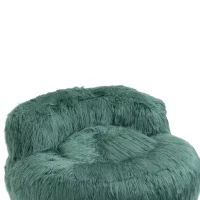 Fauteuil Fluffy confortable avec pouf, revêtement en fourrure synthétique, moderne pour salon, chambre à Coucher, Bleu(m-4)