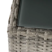 Outsunny Square PE Wicker Rattan Table, with Glass Top - Light Grey(m-8)