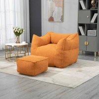 Fauteuil Relax Confortable avec Rembourrage en Mousse à Mémoire de Forme et Accoudoirs pour Salon et Chambre à Coucher, Orange(m-1)