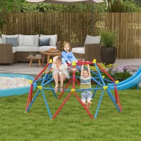 Outsunny Cúpula de Escalada Conjunto de Cúpula Geométrica Parque Infantil para 3-8 Anos para Jardim Ø183x90 cm Vermelho e Azul(m-2)