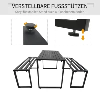 Zestaw piwny meble ogrodowe 3-część. 1 x stół 2 x ławki metal czarny 110 x 55 x 70 cm Outsunny(m-5)