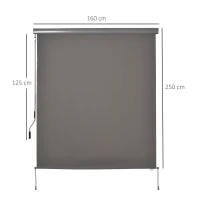 Outsunny Markiza pionowa, aluminiowa markiza balkonowa z korbką ręczną, szara, 160 x 250 cm(m-3)
