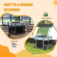 PawHut Box per Animali con 7 Finestre, 3 Porte e 2 Borse Portaoggetti, in Poliestere e Acciaio, 84x64x53 cm(m-7)