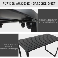 Zestaw piwny meble ogrodowe 3-część. 1 x stół 2 x ławki metal czarny 110 x 55 x 70 cm Outsunny(m-4)