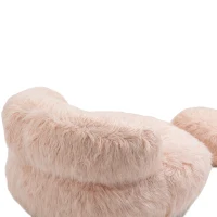 Poltrona Sacco Fluffy Confortevole con Pouf, Sedia Moderna in Pelliccia Sintetica per Soggiorno, Camera da Letto e Studio, Rosa(m-7)
