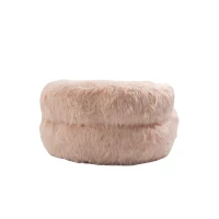 Poltrona Sacco Fluffy Confortevole con Pouf, Sedia Moderna in Pelliccia Sintetica per Soggiorno, Camera da Letto e Studio, Rosa(m-8)
