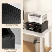 HOMCOM Móvel Auxiliar para Impressora de 2 Níveis Suporte de Impressora com 3 Compartimentos Estilo Moderno 47x40x22,5 cm Preto(m-5)