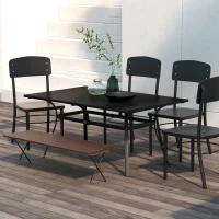 Outsunny Table de jardin table de terrasse rectangulaire pour 6 personnes avec pieds en acier pour jardin, pelouse, balcon, noir(m-7)