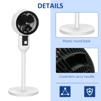 HOMCOM 9'' Air Circulator Fan 3 Speed, 70° Oscillation 90° Vertical Tilt, Carry Handle, Pedestal Fan, Air Circulator for Living Room, Bedroom, Office, White(m-7)