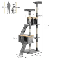 PawHut Cat Tree Scratching House, Activity Play Centre(m-3)