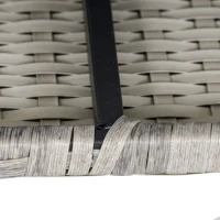 Outsunny Square PE Wicker Rattan Table, with Glass Top - Light Grey(m-12)