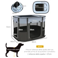 PawHut Box per Animali con 7 Finestre, 3 Porte e 2 Borse Portaoggetti, in Poliestere e Acciaio, 84x64x53 cm(m-3)