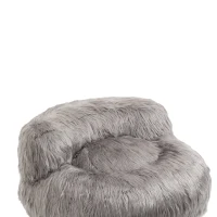 Poltrona Sacco Fluffy Confortevole con Pouf, Sedia Moderna in Pelliccia Sintetica per Soggiorno, Camera da Letto e Studio, Grigio(m-6)