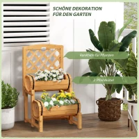 Outsunny bloembak met verhoogd bed en latwerk in rustiek design voor tuin(m-4)