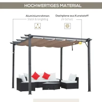Pergola Outsunny – Idealna Ochrona Przed Słońcem z Ruchomym Dachem, Aluminiowa, Grafitowy+Kawowy, Wymiar: 3x3x2,23 m(m-5)