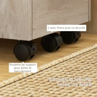 HOMCOM Caisson de bureau rangement bureau sur roulettes 3 tiroirs 1 verrouillable 1 trieur dossiers en bois beige(m-7)