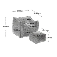 Confortevole Poltrona Sacco per Interni con Imbottitura in Memory Foam e Braccioli per Soggiorno e Camera da Letto, Grigio(m-3)