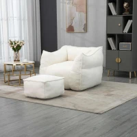 Confortevole Poltrona Sacco per Interni con Imbottitura in Memory Foam e Braccioli per Soggiorno e Camera da Letto, Beige(m-1)