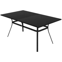Outsunny Table de jardin table de terrasse rectangulaire pour 6 personnes avec pieds en acier pour jardin, pelouse, balcon, noir(m-1)
