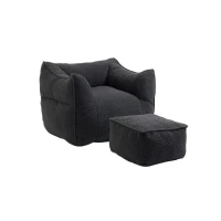 Confortevole Poltrona Sacco per Interni con Imbottitura in Memory Foam e Braccioli per Soggiorno e Camera da Letto, Nero(m-2)