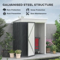 Outsunny Metal Garden Shed, Outdoor Lean-to Shed for Tool Motor Bike, with Adjustable Shelf, Lock, Gloves, 5'x3'x6',  Dark Grey(m-4)