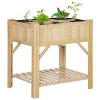 Outsunny Pat pentru Gradina de Legume Inaltat cu  6 Compartimente, Jardiniera de Exterior Suport Plante din Lemn de Brad, 78.5x58x81cm(m-1)