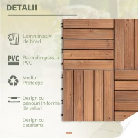 Outsunny Gresie Exterior Lemn – Set 27 Bucati Interblocabile(m-5)