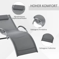 Leżaki ogrodowe z poduszkami Outsunny leżak do relaksu ergonomiczny aluminiowy Texteline kolor szary 160 x 60 x 65 cm(m-7)