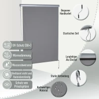 Outsunny Roleta z korbką ręczną Roleta okienna montaż ścienny/dachowy UV50+ aluminium szary 1,4 x 2 m(m-4)