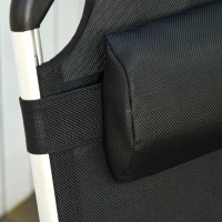 Outsunny ligstoel aluminium ligbed met dak stoffen ligbed relaxbed 5-voudig verstelbaar inklapbaar ergonomisch Texteline zwart 170 x 60 x 76 cm(m-7)