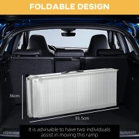 HOMCOM Textured Aluminum Folding Wheelchair Ramp, 183 x 72 cm Portable Threshold Ramp, for Scooter Steps Home Stairs Doorways(m-7)