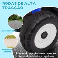HOMCOM Trator Elétrico com Reboque Amovível com Controlo Remoto Música MP3 Luzes e Cinto de Segurança 136,5x50x52,5 cm Azul(m-7)