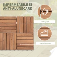 Outsunny Gresie Exterior Lemn – Set 27 Bucati Interblocabile(m-7)