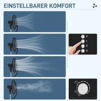 HOMCOM 2-in-1 Ventilator met Bevochtiger, 3 Snelheden, Timerfunctie, 3 L Tank, 44,5 x 38,5 x 120cm, Zwart(m-5)