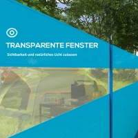 Outsunny Parawan z Oknem i Torbą Transportową, Stalowe Słupy, 725x140cm, Niebieski(m-6)