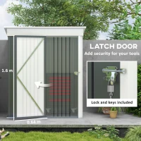 Outsunny Metal Garden Shed, Outdoor Lean-to Shed for Tool Motor Bike, with Adjustable Shelf, Lock, Gloves, 5'x3'x6',  Dark Grey(m-7)
