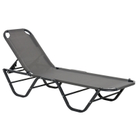 Outsunny Zonneligstoel Strandstoel 5-Standen Alu Tuinligstoel Relaxstoel Textilene Grijs+Zwart 163 x 58,5 x 91 cm